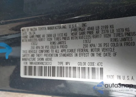 2024 Mazda Cx-50 2.5 S Premium z USA, uszkodzony, nr VIN 7MMVABDM9RN238313